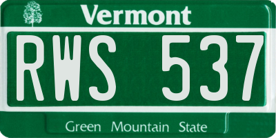 VT license plate RWS537