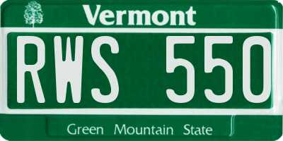 VT license plate RWS550