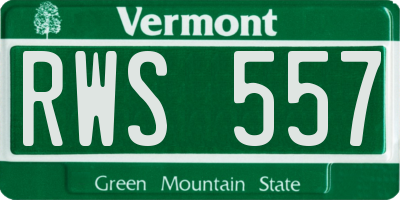 VT license plate RWS557