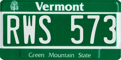 VT license plate RWS573