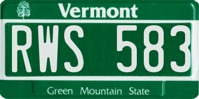 VT license plate RWS583