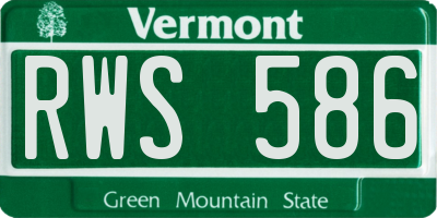 VT license plate RWS586