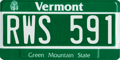 VT license plate RWS591