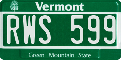 VT license plate RWS599