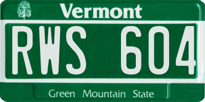 VT license plate RWS604