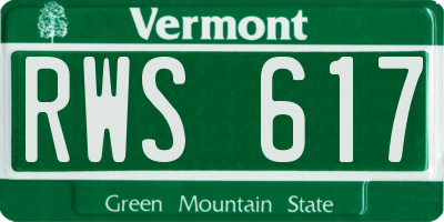 VT license plate RWS617
