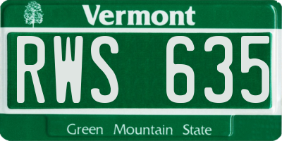 VT license plate RWS635