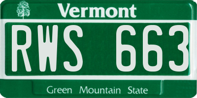 VT license plate RWS663