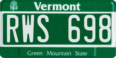 VT license plate RWS698