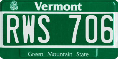 VT license plate RWS706