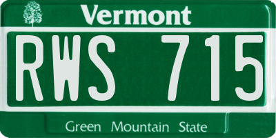 VT license plate RWS715