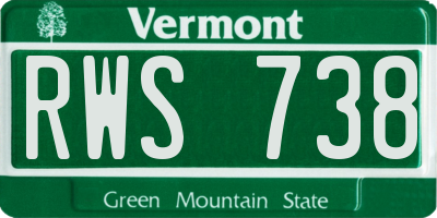 VT license plate RWS738