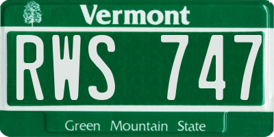 VT license plate RWS747