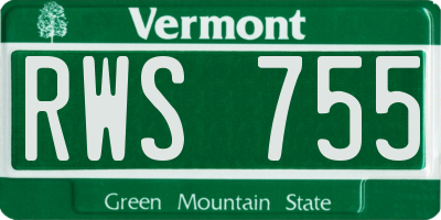 VT license plate RWS755