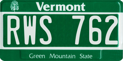 VT license plate RWS762