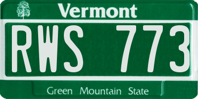 VT license plate RWS773