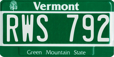 VT license plate RWS792