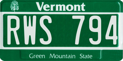 VT license plate RWS794