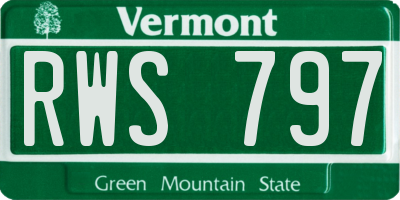 VT license plate RWS797