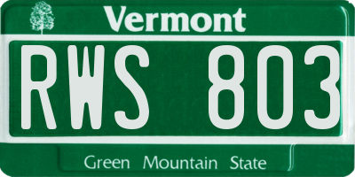 VT license plate RWS803