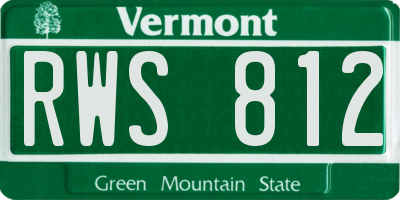 VT license plate RWS812