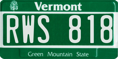 VT license plate RWS818
