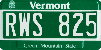 VT license plate RWS825