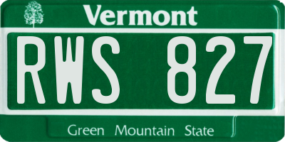 VT license plate RWS827