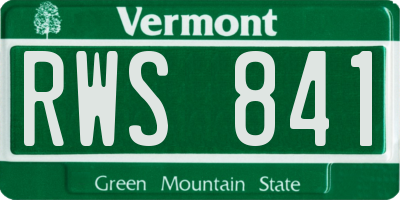 VT license plate RWS841
