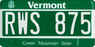 VT license plate RWS875