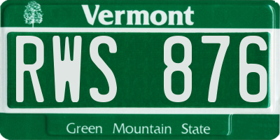 VT license plate RWS876