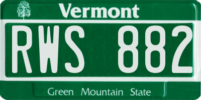 VT license plate RWS882