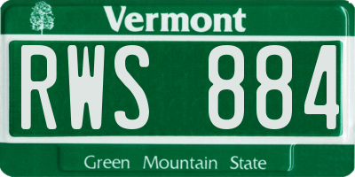 VT license plate RWS884