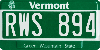 VT license plate RWS894