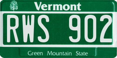 VT license plate RWS902