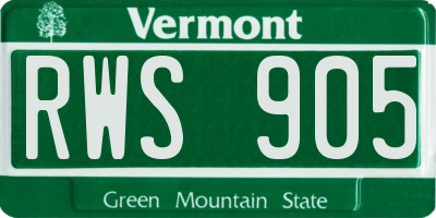 VT license plate RWS905