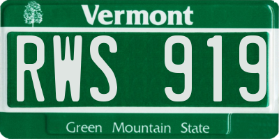 VT license plate RWS919