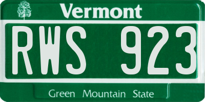 VT license plate RWS923