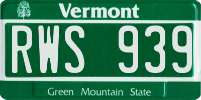 VT license plate RWS939