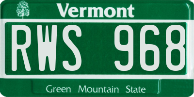 VT license plate RWS968