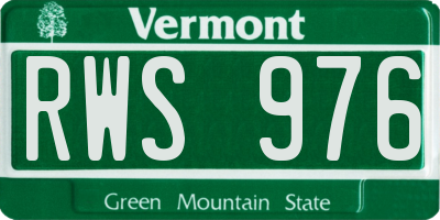 VT license plate RWS976