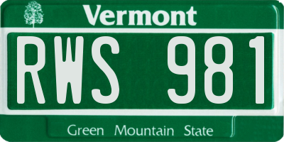 VT license plate RWS981