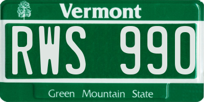 VT license plate RWS990