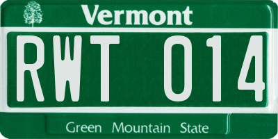 VT license plate RWT014