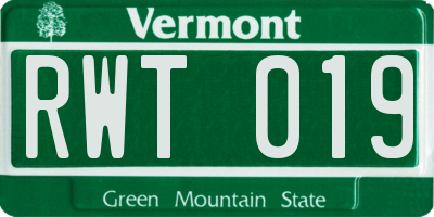 VT license plate RWT019