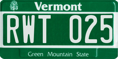 VT license plate RWT025