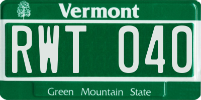 VT license plate RWT040