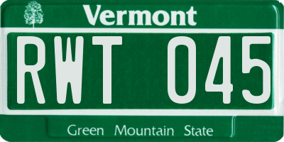 VT license plate RWT045