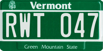 VT license plate RWT047