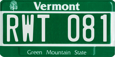 VT license plate RWT081